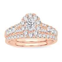 Womens 1/ CT. T.W. Natural White Diamond 10K Rose Gold Oval Bridal Set