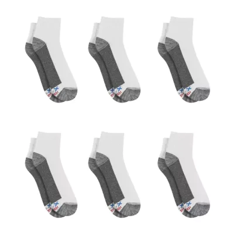 Hanes Ultimate Mens Multi-Pack 6 Pair Quarter Ankle Socks