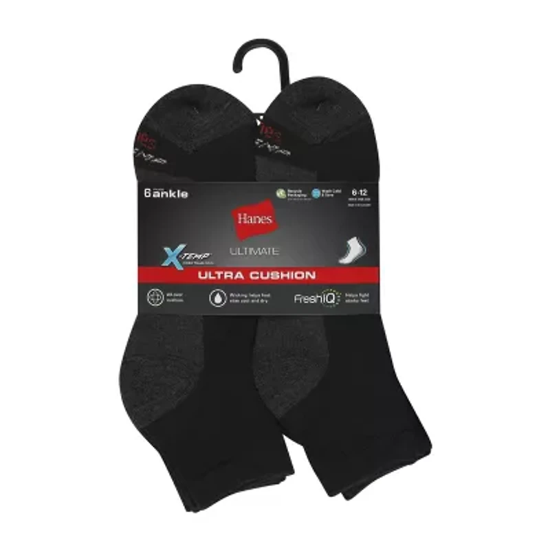 Hanes Ultimate Mens Multi-Pack 6 Pair Quarter Ankle Socks