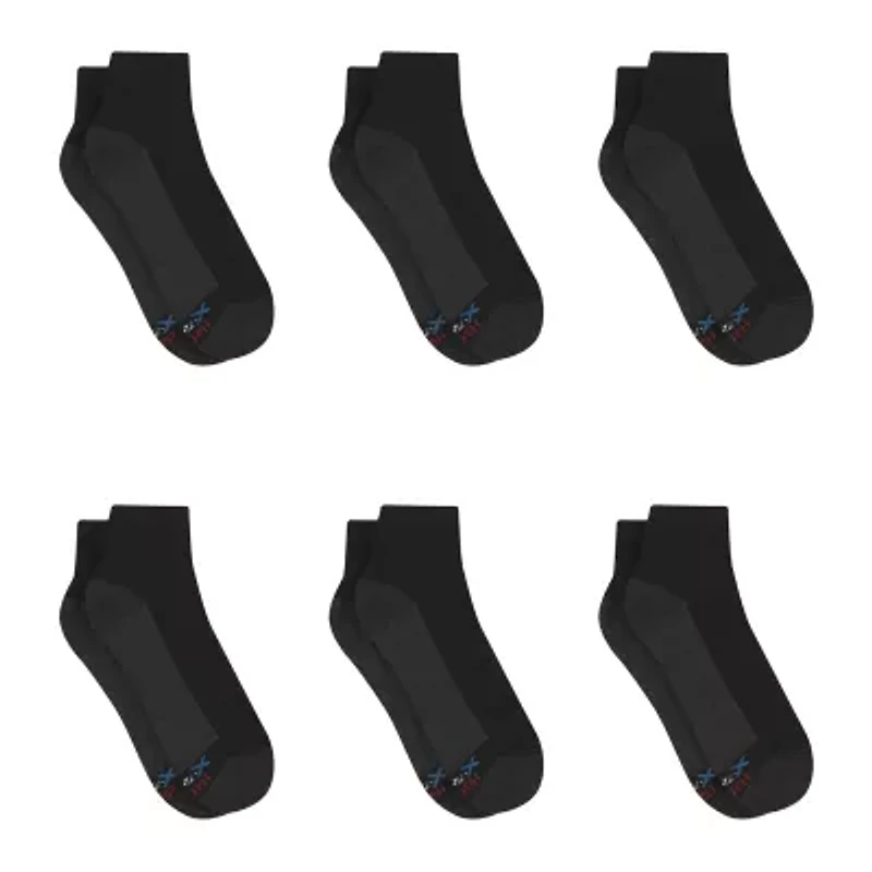 Hanes Ultimate Mens Multi-Pack 6 Pair Quarter Ankle Socks