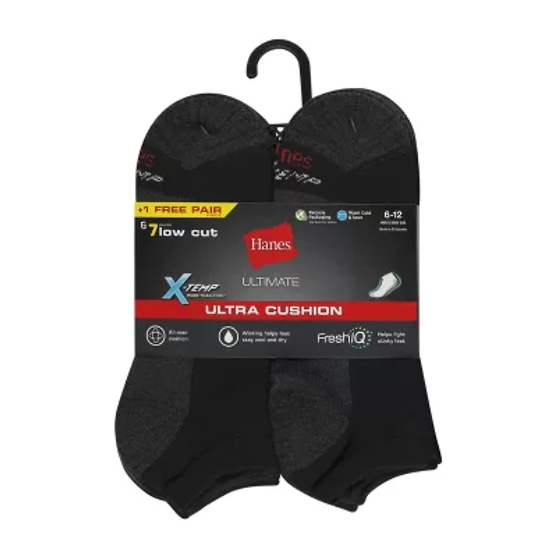 Hanes Ultimate Bonus Pack Mens Multi-Pack 7 Pair Low Cut Socks