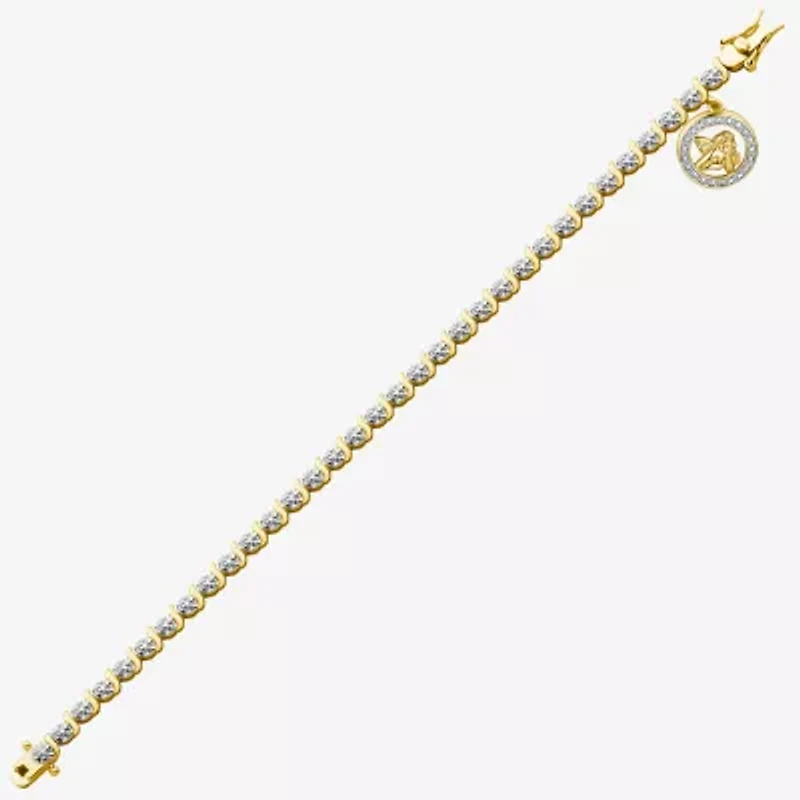 Sparkle Allure 14k Gold Over Bronze Womens Natural Diamond Accent Angel Round 7.25 Inch Tennis Bracelet