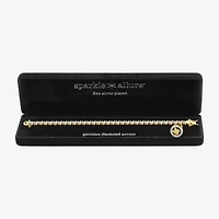 Sparkle Allure 14k Gold Over Bronze Womens Natural Diamond Accent Angel Round 7.25 Inch Tennis Bracelet