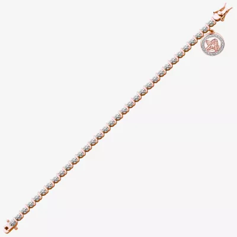 Sparkle Allure 14k Rose Gold Over Bronze Womens Natural Diamond Accent Angel Round 7.25 Inch Tennis Bracelet