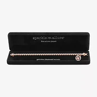 Sparkle Allure 14k Rose Gold Over Bronze Womens Natural Diamond Accent Angel Round 7.25 Inch Tennis Bracelet