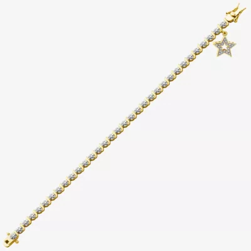 Sparkle Allure 14k Gold Over Bronze Womens Natural Diamond Accent Round Star 7.25 Inch Tennis Bracelet