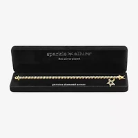 Sparkle Allure 14k Gold Over Bronze Womens Natural Diamond Accent Round Star 7.25 Inch Tennis Bracelet