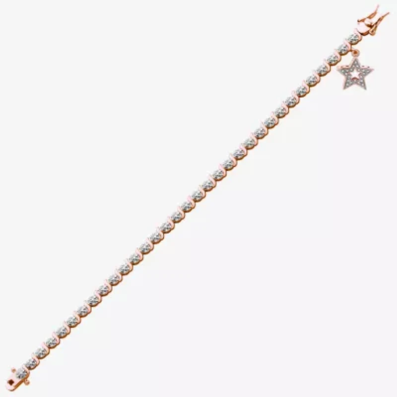 Sparkle Allure 14k Rose Gold Over Bronze Womens Natural Diamond Accent Round Star 7.25 Inch Tennis Bracelet