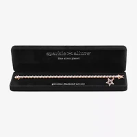 Sparkle Allure 14k Rose Gold Over Bronze Womens Natural Diamond Accent Round Star 7.25 Inch Tennis Bracelet