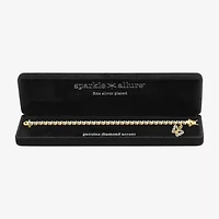 Sparkle Allure 14k Gold Over Bronze Womens Natural Diamond Accent Butterfly Round 7.25 Inch Tennis Bracelet