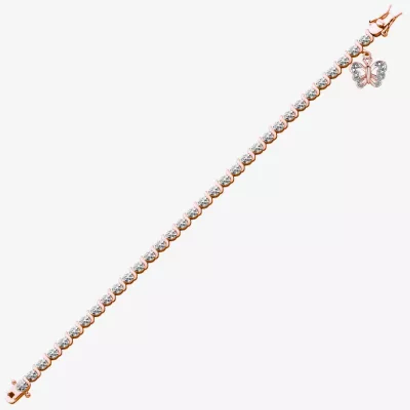 Sparkle Allure 14k Rose Gold Over Bronze Womens Natural Diamond Accent Pure Silver Over Bronze Butterfly Round 7.25 Inch Tennis Bracelet