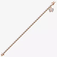 Sparkle Allure 14k Rose Gold Over Bronze Womens Natural Diamond Accent Pure Silver Over Bronze Butterfly Round 7.25 Inch Tennis Bracelet