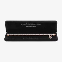 Sparkle Allure 14k Rose Gold Over Bronze Womens Natural Diamond Accent Pure Silver Over Bronze Butterfly Round 7.25 Inch Tennis Bracelet