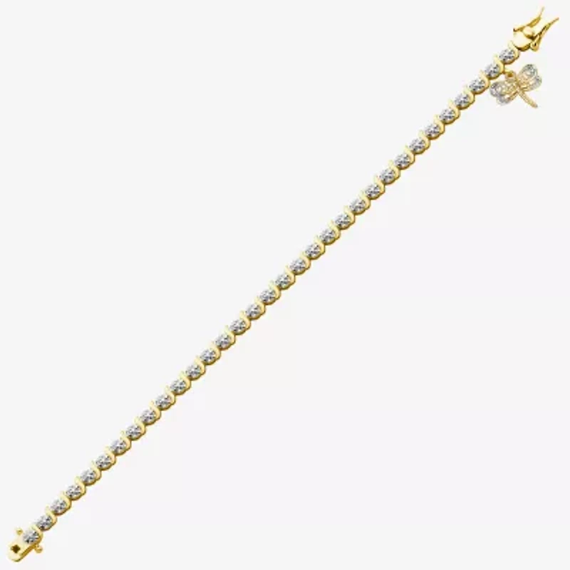 Sparkle Allure Dragonfly 14k Gold Over Bronze Womens Natural Diamond Accent Round 7.25 Inch Tennis Bracelet