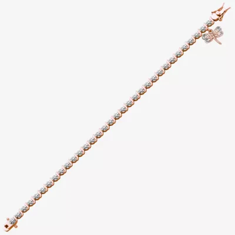 Sparkle Allure Dragonfly 14k Rose Gold Over Bronze Womens Natural Diamond Accent Round 7.25 Inch Tennis Bracelet