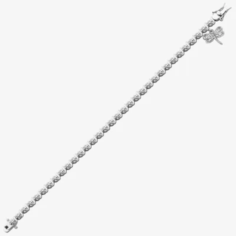 Sparkle Allure Dragonfly Pure Silver Over Bronze Womens Natural Diamond Accent Pure Silver Over Bronze Round 7.25 Inch Tennis Bracelet