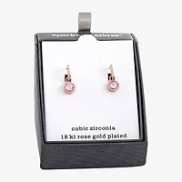 Sparkle Allure Womens Pink Cubic Zirconia 18K Rose Gold Over Brass Drop Earrings