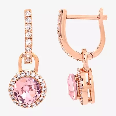 Sparkle Allure Womens Pink Cubic Zirconia 18K Rose Gold Over Brass Drop Earrings