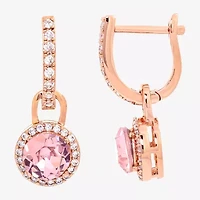 Sparkle Allure Womens Pink Cubic Zirconia 18K Rose Gold Over Brass Drop Earrings