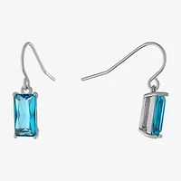 Silver Treasures Womens Cubic Zirconia Sterling Rectangular Drop Earrings