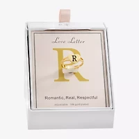 Sparkle Allure Initial Womens 2MM 14K Gold Over Brass Heart Band