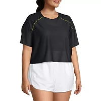 Sports Illustrated Womens Round Neck Short Sleeve Active Plus Crop Top