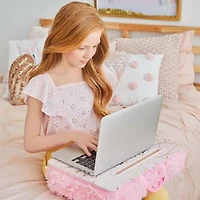 Three Cheers For Girls Pink & Gold Deluxe Fur Kids Lap Desk