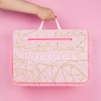 Three Cheers For Girls Pink & Gold Deluxe Fur Kids Lap Desk