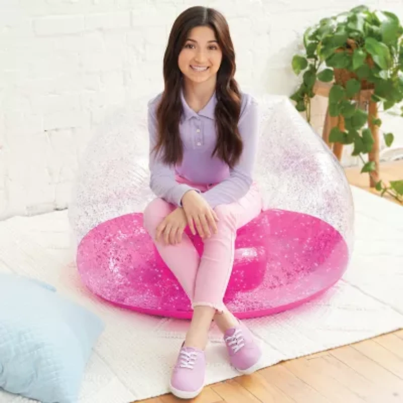 Three Cheers For Girls Pink Glitter Confetti Inflatable Kids Chair