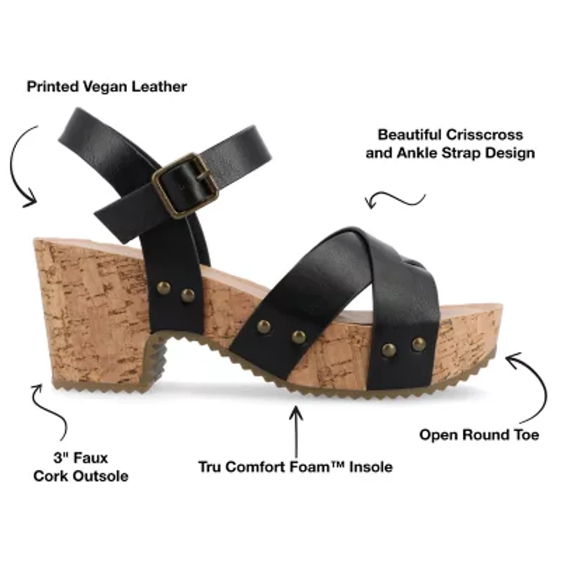 Journee Collection Valentina Womens Round Open Toe Block Heel Pumps