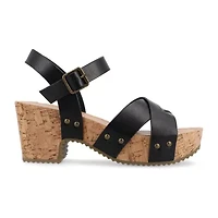 Journee Collection Valentina Womens Round Open Toe Block Heel Pumps