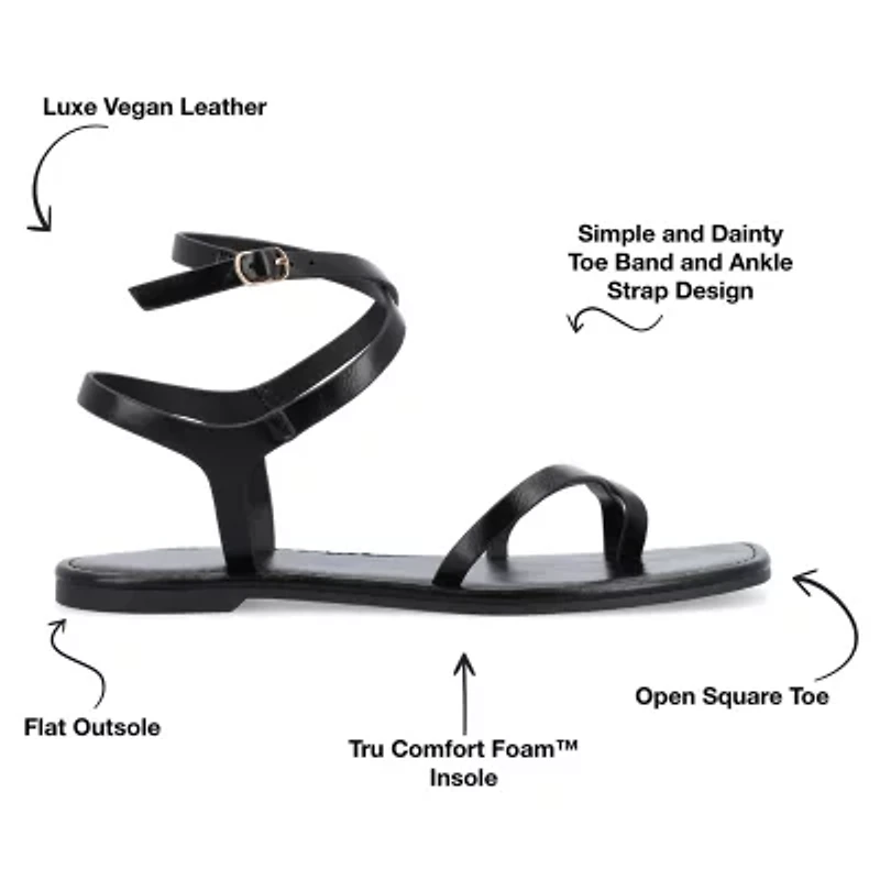 Journee Collection Cloudsteppers Womens Charra Ankle Strap Flat Sandals