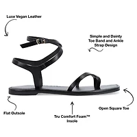 Journee Collection Cloudsteppers Womens Charra Ankle Strap Flat Sandals
