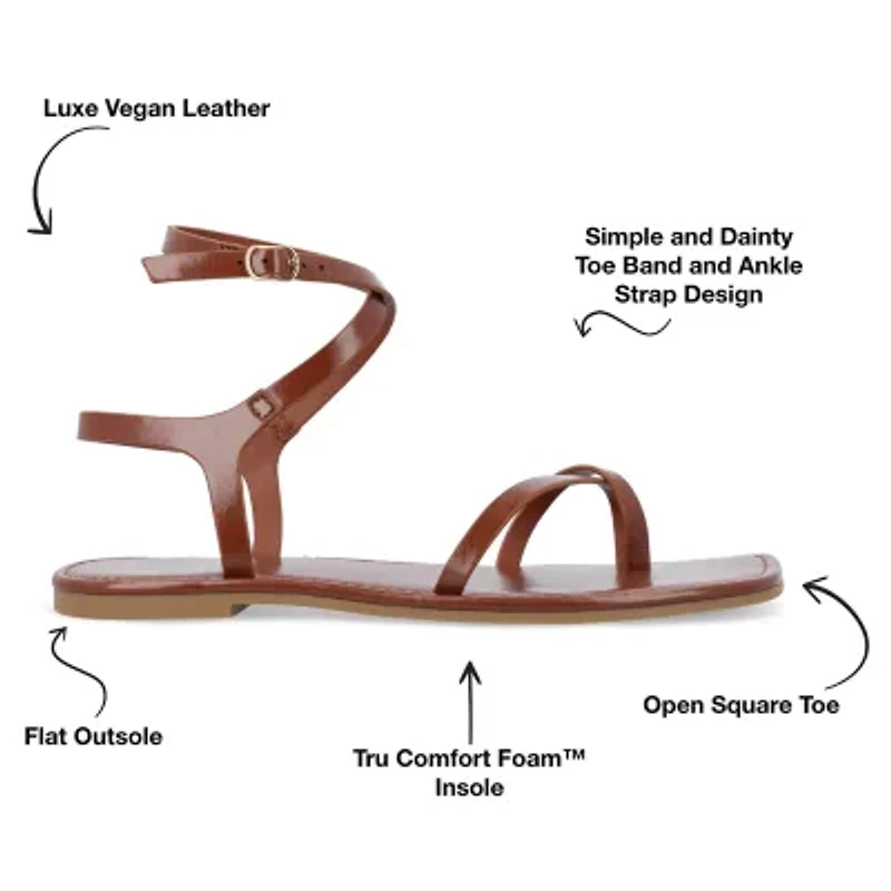 Journee Collection Womens Charra Ankle Strap Flat Sandals