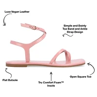 Journee Collection Womens Charra Ankle Strap Flat Sandals