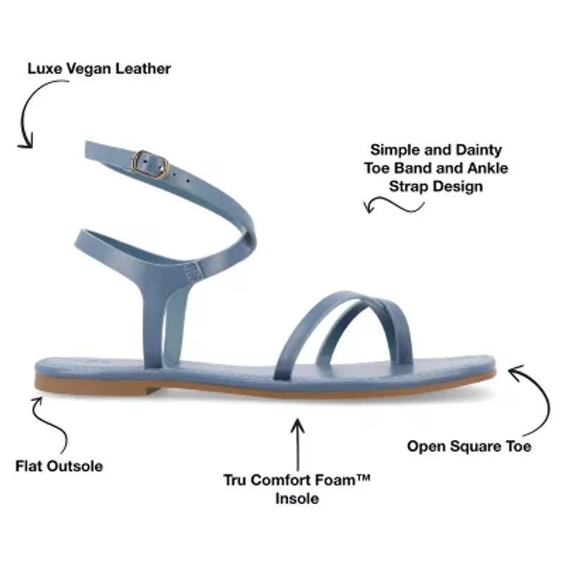 Journee Collection Womens Charra Ankle Strap Flat Sandals