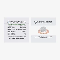 (H-I / I1) Womens 1 CT. T.W. Lab Grown White Diamond 10K or 14K Gold Cushion Side Stone Halo Engagement Ring