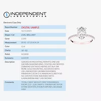 (G-H / Si1-Si2) Womens 2 1/4 CT. T.W. Lab Grown White Diamond 14K Gold Oval Side Stone Engagement Ring