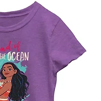 Disney Little & Big Kid Girls Crew Neck Short Sleeve Regular Fit Moana Graphic T-Shirt