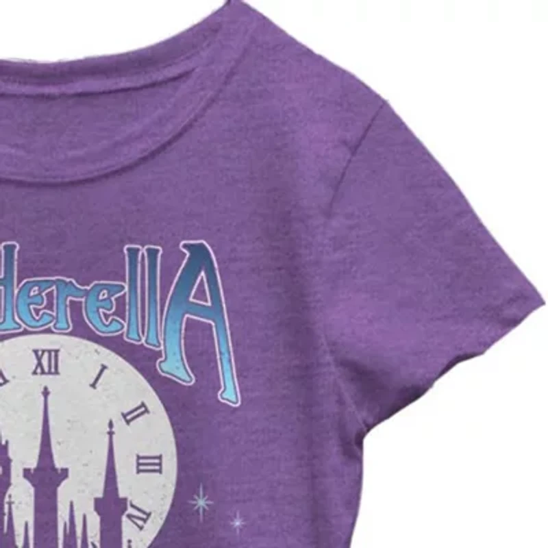 Little & Big Kid Girls Crew Neck Short Sleeve Slim Fit Cinderella Princess Graphic T-Shirt