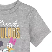 Disney Collection Toddler Girls Crew Neck Short Sleeve Regular Fit Mickey and Friends Minnie Mouse Graphic T-Shirt