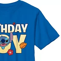 Disney Collection Little & Big Kid Boys Crew Neck Short Sleeve Regular Fit Lilo Stitch Graphic T-Shirt