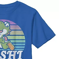 Little & Big Kid Boys Crew Neck Short Sleeve Slim Fit Super Mario Yoshi Graphic T-Shirt