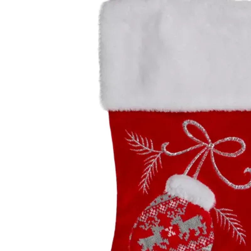 Northlight 20.5-Inch Red And White Winter Mittens Embroidered Christmas Stocking