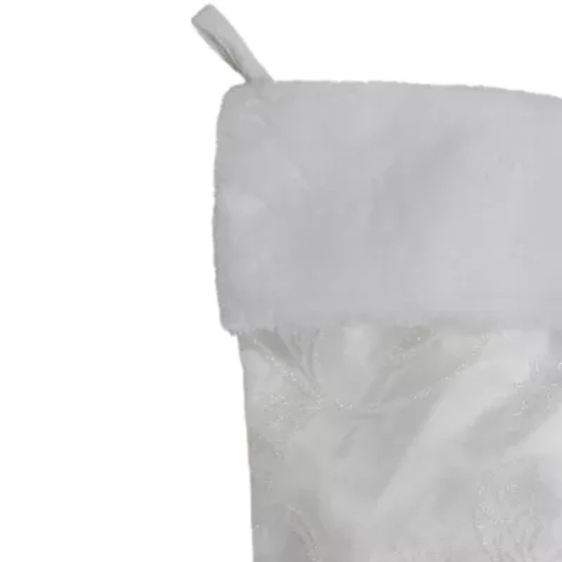 Northlight 20.5-Inch White Glitter Sheer Organza With A Faux Fur Cuff Christmas Stocking