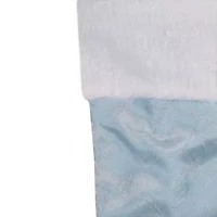 Northlight 20.5-Inch Blue And White Sheer Organza  With Faux Fur Cuff Christmas Stocking