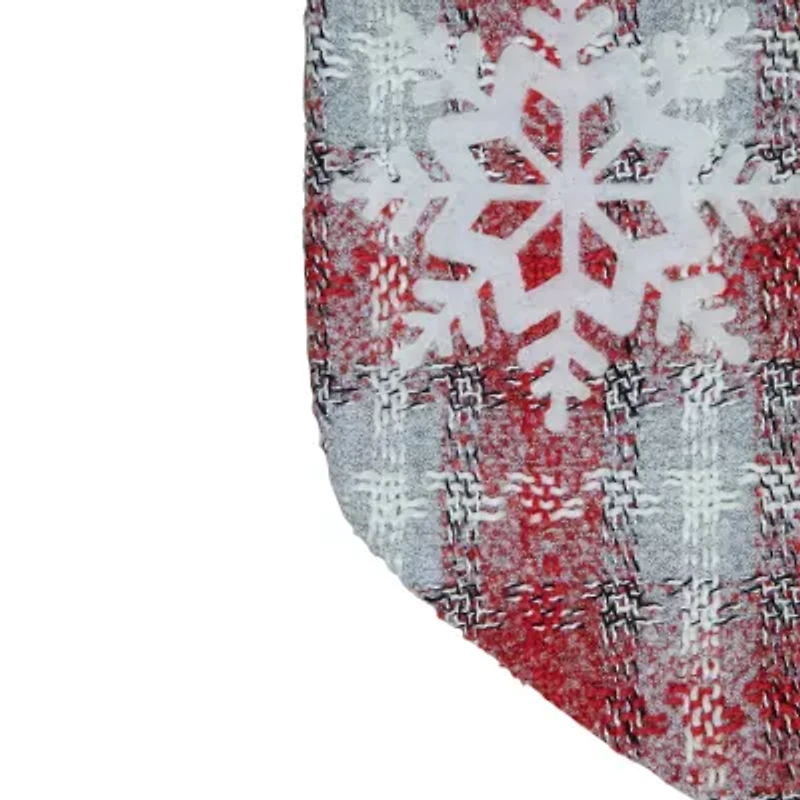 Northlight 18-Inch Red And White Plaid Faux Fur With Snowflake Christmas Stocking