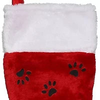Northlight 14in Red With Black Paw Prints And White Cuff Christmas Stocking