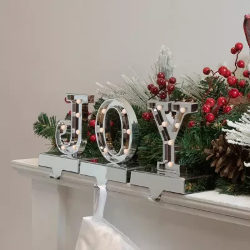 Northlight Silver Led Lighted Injoyin  6.5in 3-pc. Christmas Stocking Holder