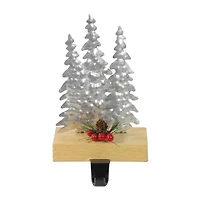 Northlight 8.5in Silver And Red Wooden Tree Christmas Stocking Holder